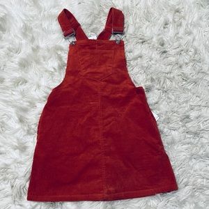 Red-orange overall dress